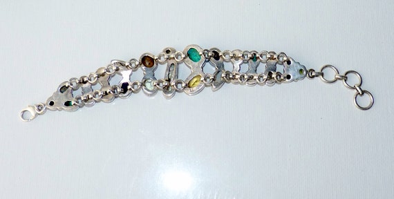 Sterling Silver Multi Stone Bracelet Solid 925 Br… - image 8