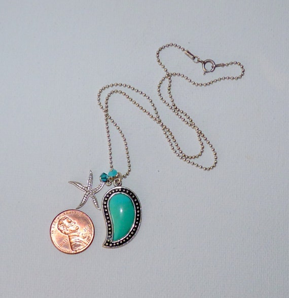 Sterling Silver Genuine Turquoise Pendant 18" Cha… - image 5