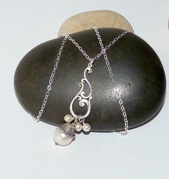 Sterling Silver Pearl Pendant 16+2" Necklace 925 … - image 2