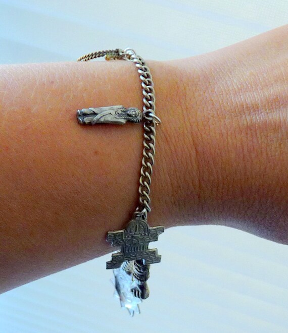 Vintage Sterling Silver Southwestern Bracelet 7 3/4 Silver 925 Charm Bracelet, Southwestern Sterling Jewelry Sterling 925 Jewelry View 3