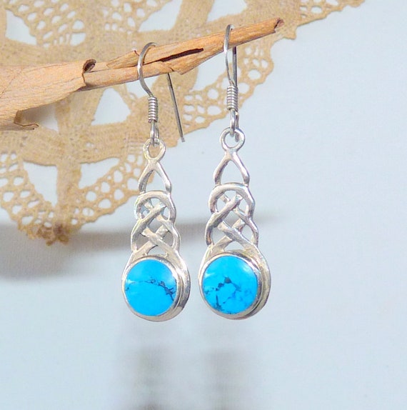 Trinity Knot Sterling Silver Turquoise Infinity K… - image 1