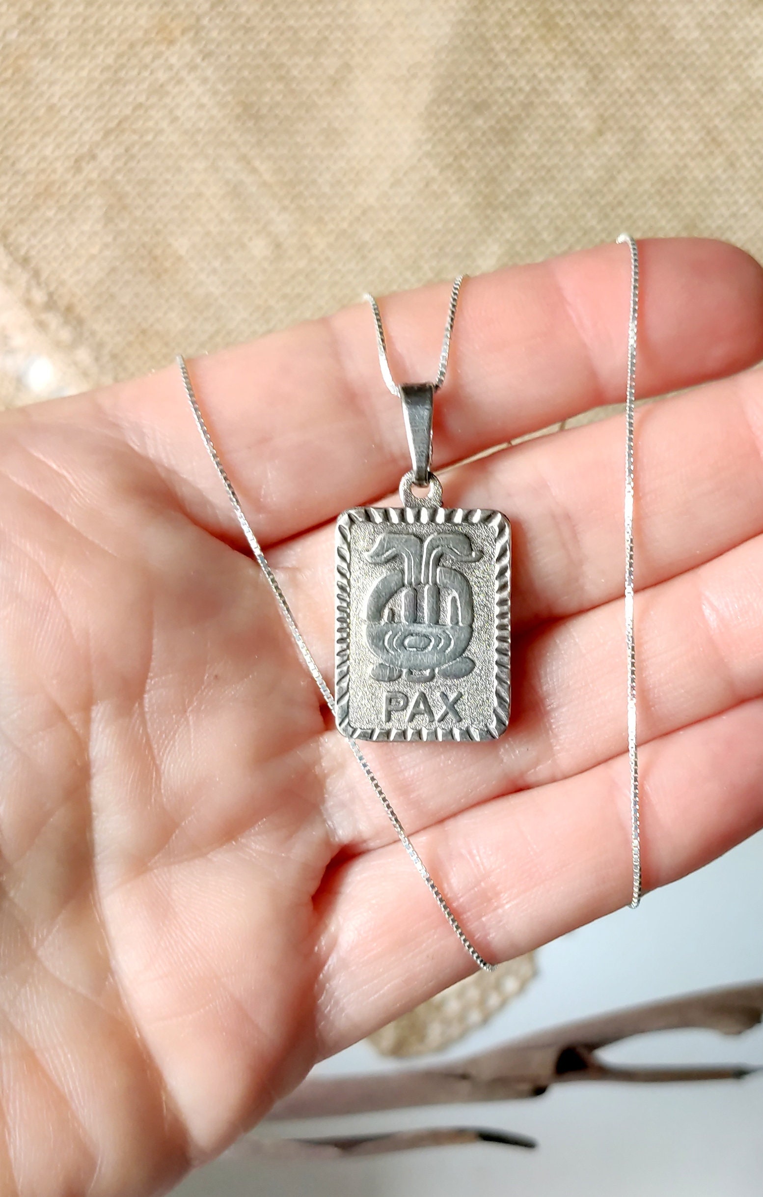Chain Peace Sign Sterling Silver Peace Symbol Necklace 20