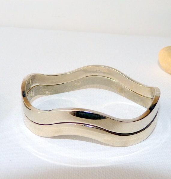 Two Part Sterling Silver Bracelet, Wave Bracelets… - image 3