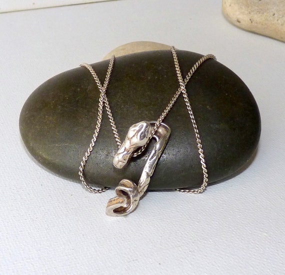 Sterling Silver Snake Pendant 20" Chain Necklace,… - image 1