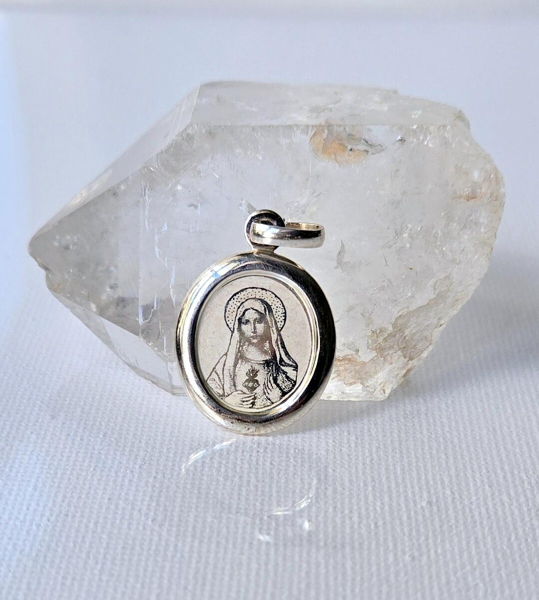 Vintage Sterling Silver Mother of Jesus Pendant 925 Hologram Virgin ...