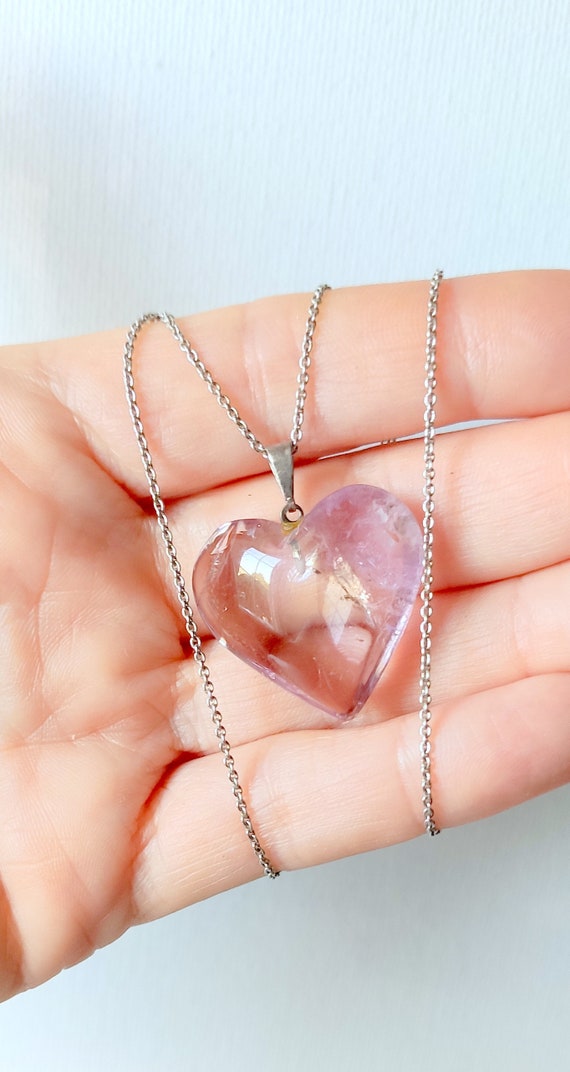 Sterling Silver Purple Amethyst Heart Necklace 18"