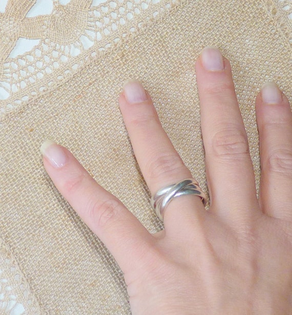 Sterling Silver Puzzle Ring Size 5 Interlocked Se… - image 3