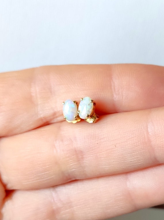 14 K Opal Stud Earrings Minimalist Pierced 14 Kt … - image 3