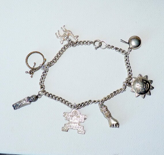 Vintage Sterling Silver Southwestern Bracelet 7 3/4 Silver 925 Charm Bracelet, Southwestern Sterling Jewelry Sterling 925 Jewelry View 4