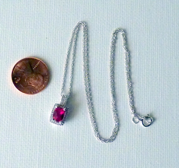 Ruby 925 Sterling Silver Ruby CZ 18" Necklace, Fa… - image 4