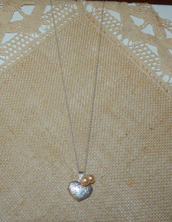 Small Sterling Silver Heart Locket 16" Necklace M… - image 5