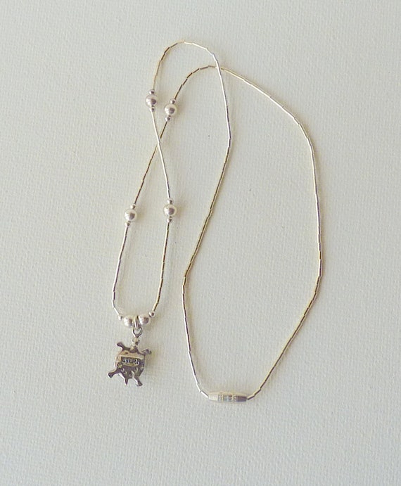 Liquid Silver Opal Turtle Necklace Vintage Sterli… - image 7