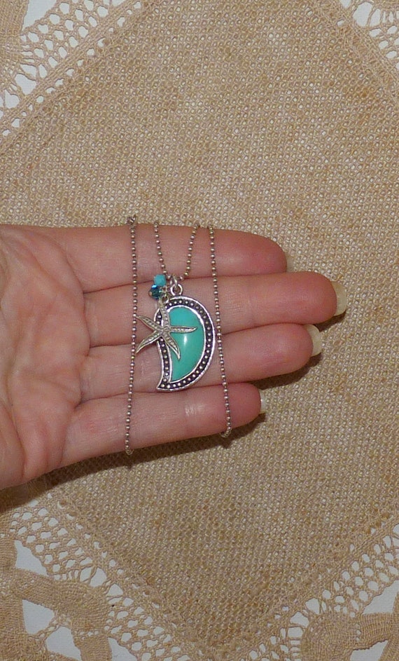 Sterling Silver Genuine Turquoise Pendant 18" Cha… - image 2