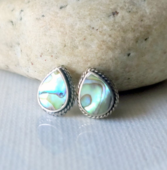 Sterling Silver Abalone Stud Earrings 925 Stud Pau