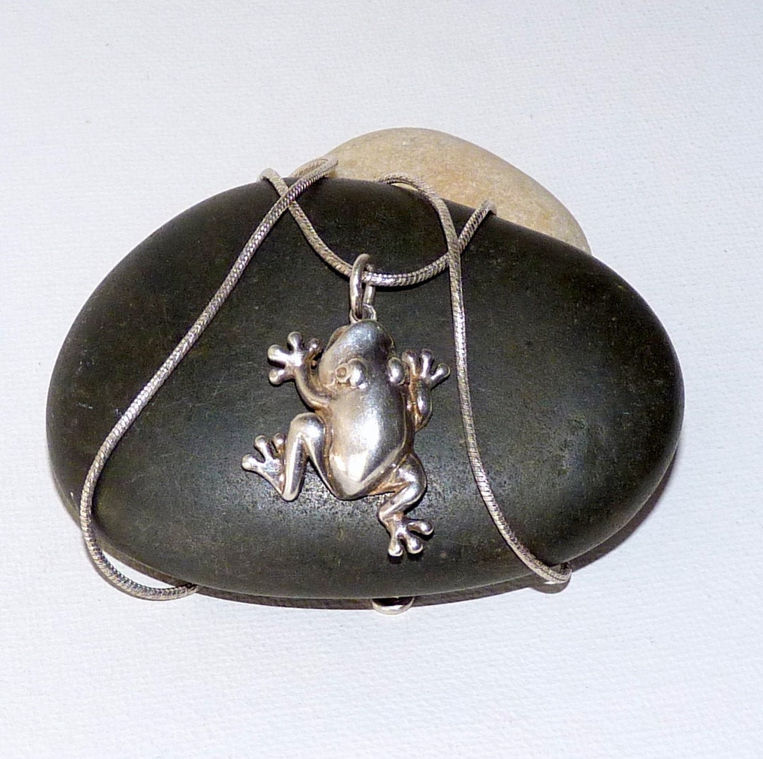 Vintage Sterling Silver Frog Pendant 20 Necklace Etsy