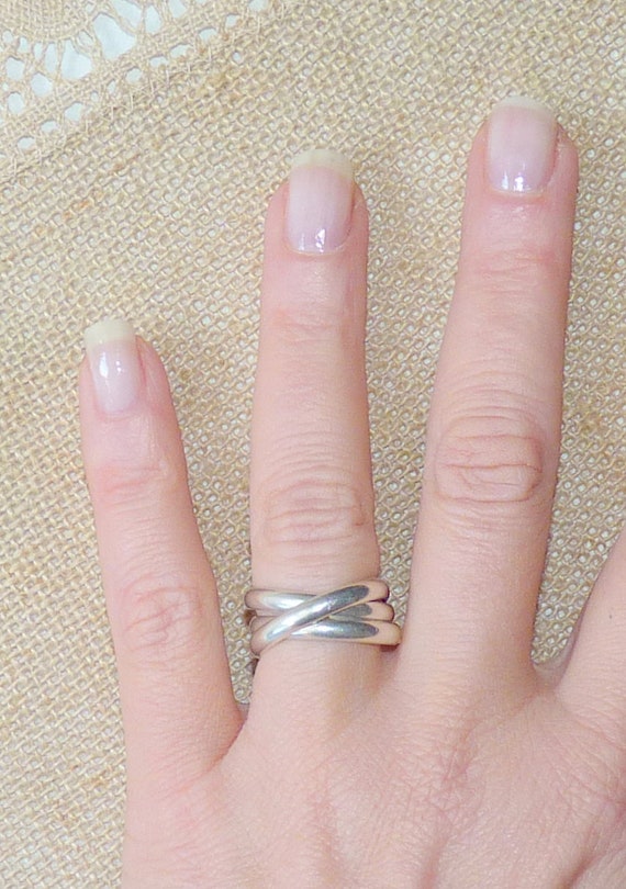 Sterling Silver Puzzle Ring Size 5 Interlocked Se… - image 2