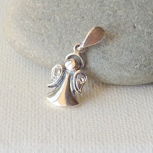 Sterling Silver  Cubic Zircon Angel Charm 925 Little Guardian Angel Romantic 925 Minimalist Silver Angel 925 Angel Charm, Minimalist Angel