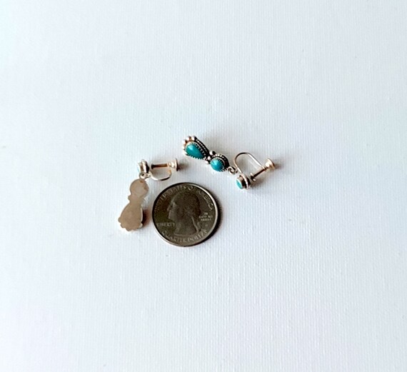 Sterling Silver Turquoise Earrings Navajo Native … - image 3