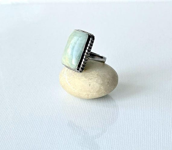Sterling Silver Larimar Ring Rectangular Larimar … - image 2
