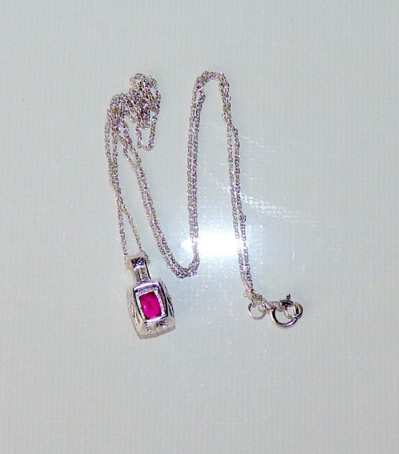 Ruby 925 Sterling Silver Ruby CZ 18" Necklace, Fa… - image 6