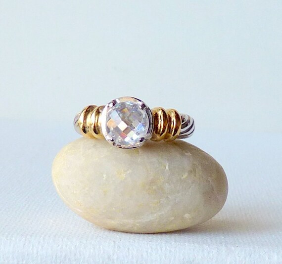 circonia cúbica Anillo de inspiración vintage Pendientes de plata esterlina