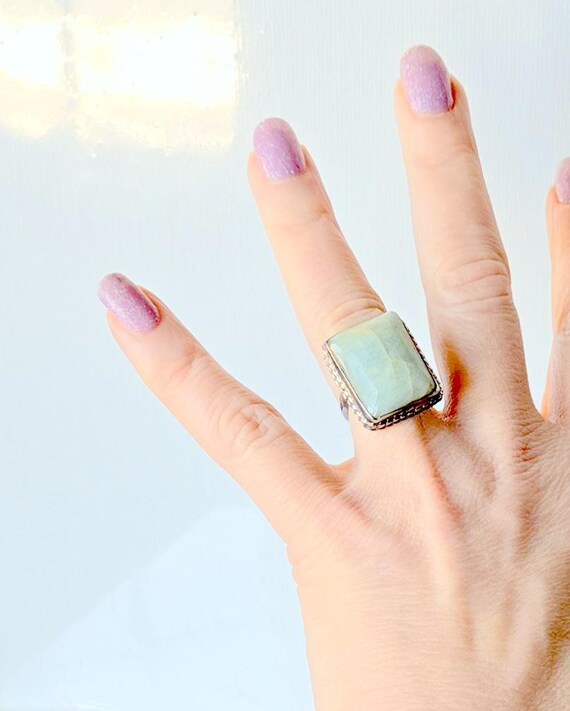 Sterling Silver Larimar Ring Rectangular Larimar … - image 4