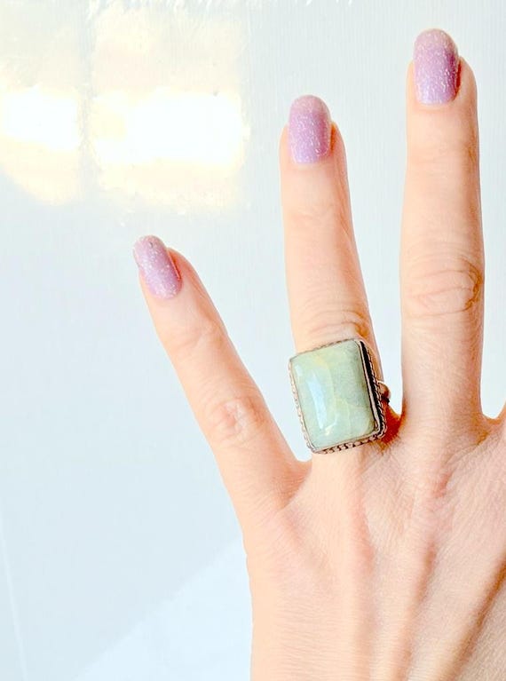 Sterling Silver Larimar Ring Rectangular Larimar … - image 3