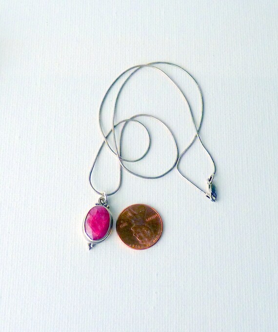 Ruby Sterling Silver Ruby 18" Necklace, Ruby Pend… - image 5