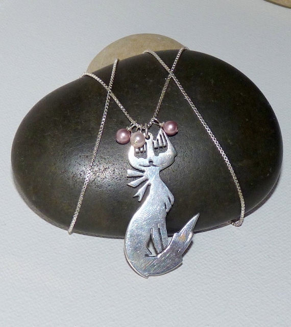 Sterling Silver Kitty Cat Pendant Necklace - 18" Adjustable Chain With Gift Box 8 thumbnail image