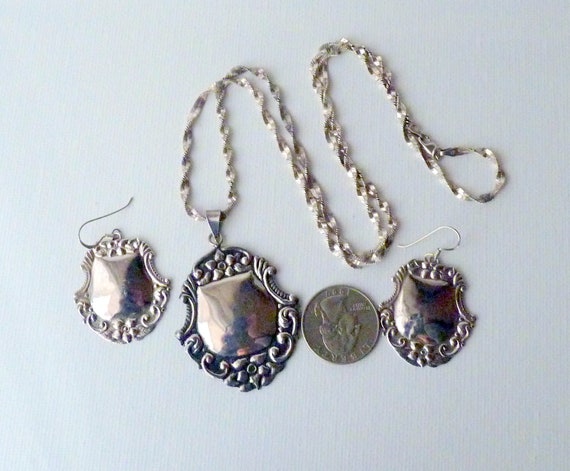 Antique Set Sterling Shield 24" Necklace Jewelry,… - image 6