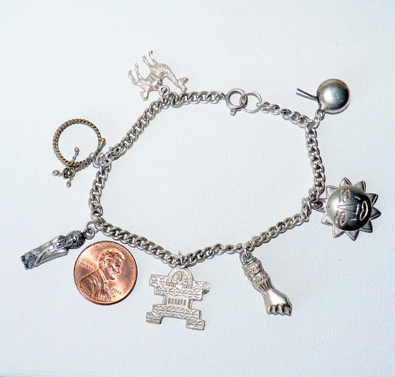 Vintage Sterling Silver Southwestern Bracelet 7 3/4 Silver 925 Charm Bracelet, Southwestern Sterling Jewelry Sterling 925 Jewelry View 2