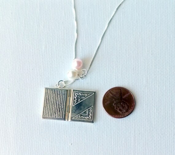 Sterling Silver Rectangular Book Locket Necklace … - image 4