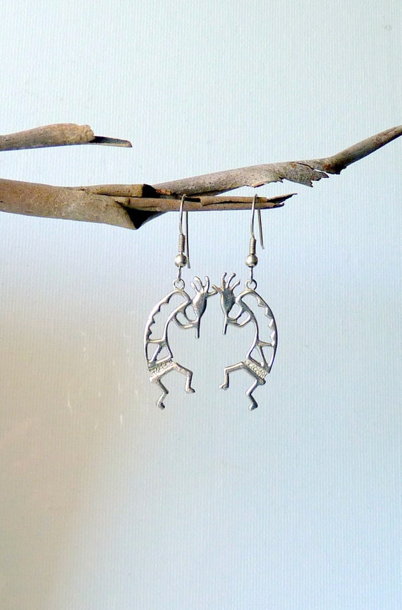 Sterling Silver Kokopelli Earrings Dangle Navajo S