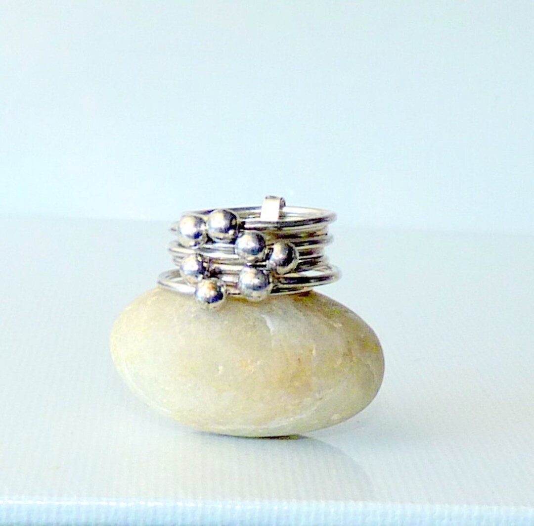 Set of 7 Stackable Rings Sterling Silver Sz 7 Band Stack Vintage Thin ...