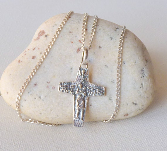 Sterling Silver Cross Pendant 21" Necklace Modern… - image 1