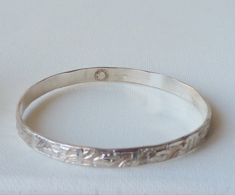 Sterling Silver Bangle Bracelet Geometric Bangle Wide Modernist Silver Bracelet Modern Bangle Bracelet 925 Bangle Taxco Bracelet Bangle