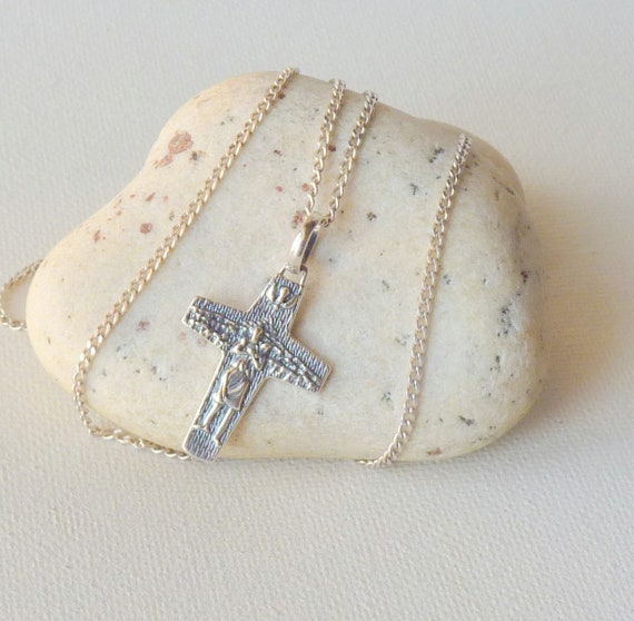 Sterling Silver Cross Pendant 21" Necklace Modern… - image 2