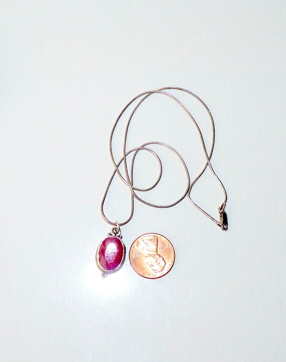 Ruby Sterling Silver Ruby 18" Necklace, Ruby Pend… - image 4
