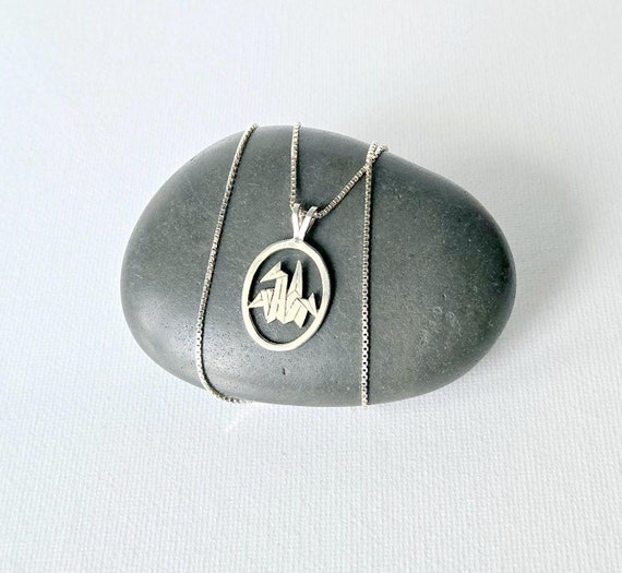 Sterling Silver Crane 17 1/2 Necklace 925 Silver Bird Necklace