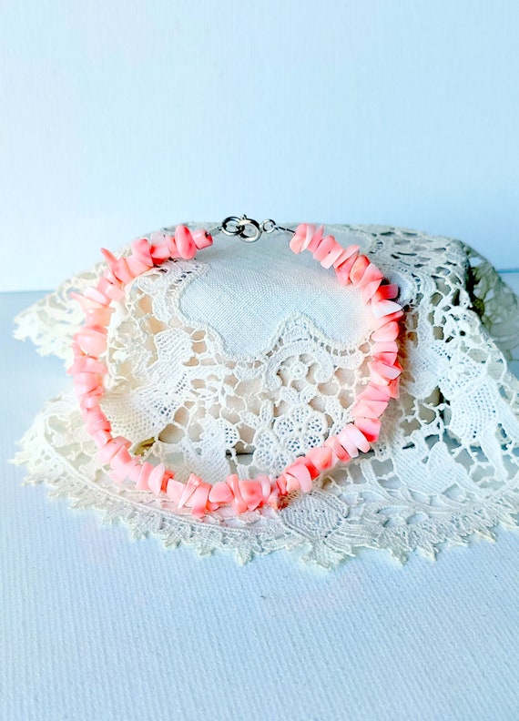 Vintage Angel Skin Coral Bracelet 7 1/2" Coral Bra