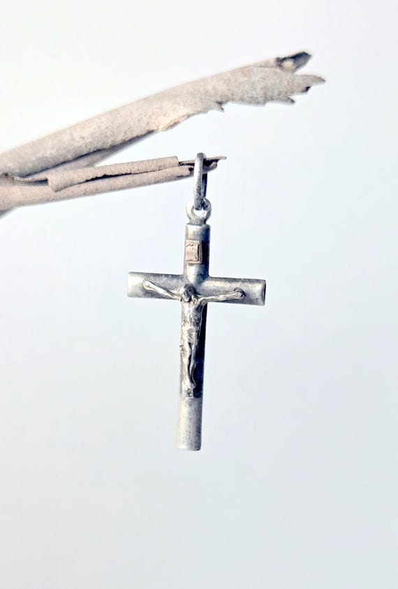 Antique Sterling Silver Cross Pendant, Crucifix Pendant, Silver Cross, 925 Cross, Religious Pendant, Religious Cross, Silver Cross Vintage