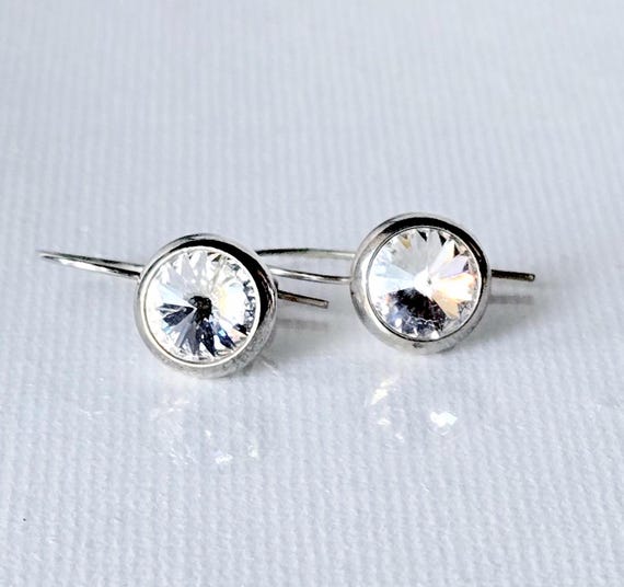 Sterling Silver Zircon Earrings 925 Pierced Sterling Cubic Zircon Earrings, Dangle Earrings 925 Pierced Dangle, 925 Silver Colorless Zircon