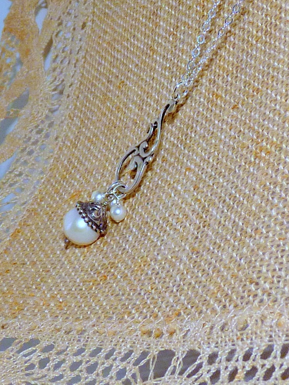 Sterling Silver Pearl Pendant 16+2" Necklace 925 … - image 6