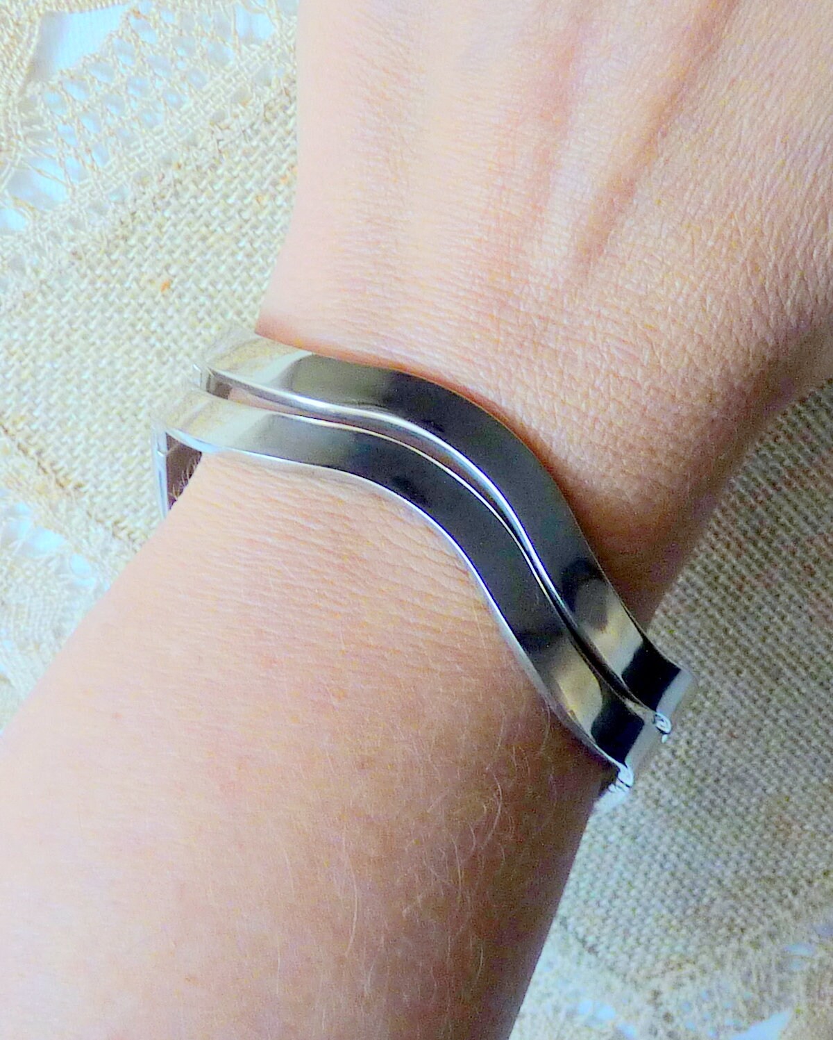 Two Part Sterling Silver Bracelet, Wave Bracelets 925 Cuff Two Part Sterling Silver Bracelet, Wave Bracelets 925 Cuff