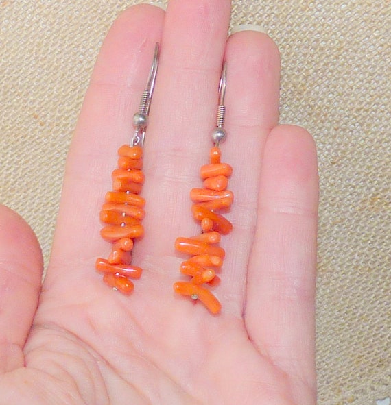 Coral Dangle Earrings 925 Vintage  Southwestern P… - image 4