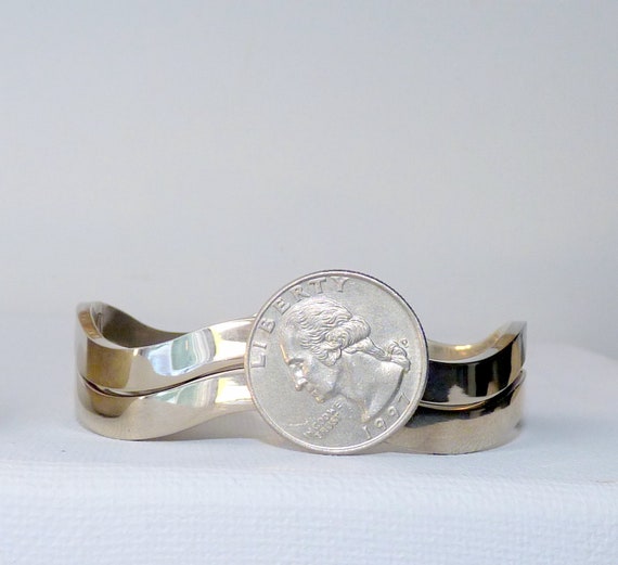 Two Part Sterling Silver Bracelet, Wave Bracelets… - image 4