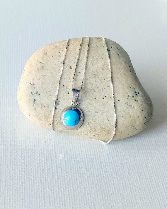 Sterling Silver Genuine Turquoise Pendant Sterling