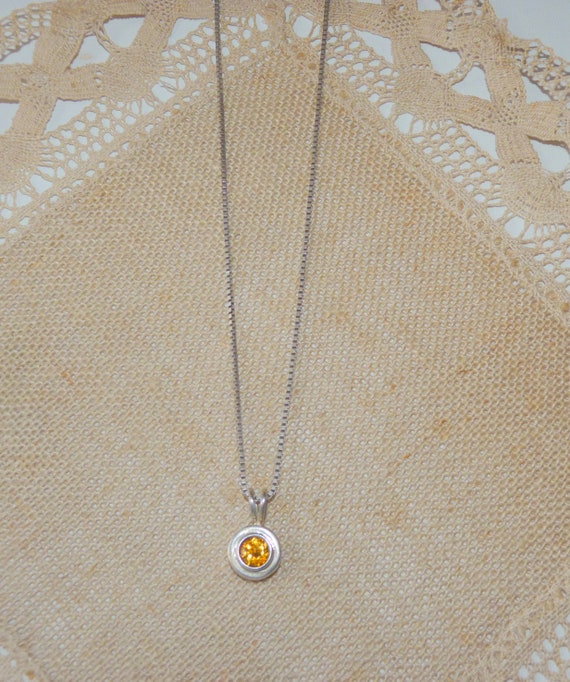 Synthetic Citrine Sterling Silver 16" Chain Neckl… - image 6