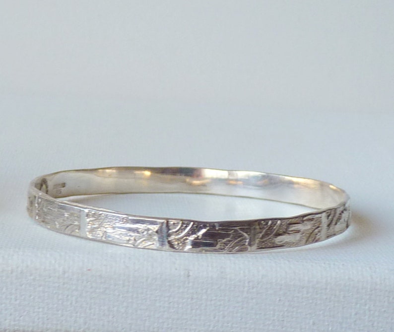 Sterling Silver Bangle Bracelet Geometric Bangle Wide Modernist Silver Bracelet Modern Bangle Bracelet 925 Bangle Taxco Bracelet Bangle
