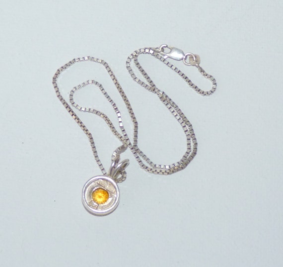 Synthetic Citrine Sterling Silver 16" Chain Neckl… - image 8